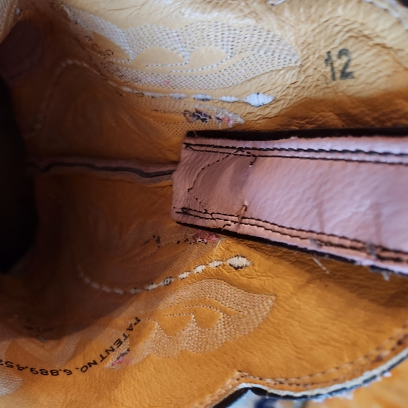 JUSTIN Punchy Pink Westerner Cowhide Foot COFFEE Leather Cowgirl Boots 8.5B EU C - Picture 14 of 16
